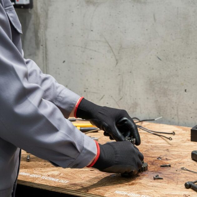 Guantes Nylón Nitrilo Negros Mediano